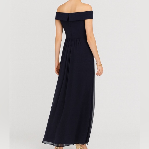 🆕 Adrianna Papell Midnight Crepe Chiffon Gown Elegant Formal Maxi Dress Size 8 - Picture 3 of 16
